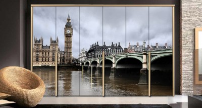 Η γέφυρα Westminster με το Big Ben Πόλεις – Ταξίδια Αυτοκόλλητα ντουλάπας 65 x 185 cm (10884)