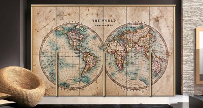 Παγκόσμιος χάρτης Vintage Αυτοκόλλητα ντουλάπας 65 x 185 cm (19340)