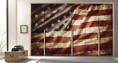 Aμερικάνικη σημαία Vintage Αυτοκόλλητα ντουλάπας 65 x 185 cm (19341)