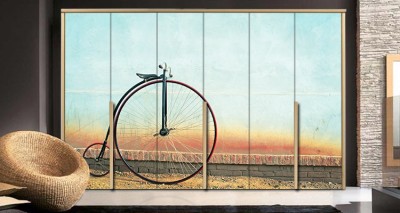 Vintage ποδήλατο Vintage Αυτοκόλλητα ντουλάπας 65 x 185 cm (11003)