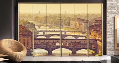 Γέφυρα Πόντε Βέκιο, Φλωρεντία Vintage Αυτοκόλλητα ντουλάπας 65 x 185 cm (11006)