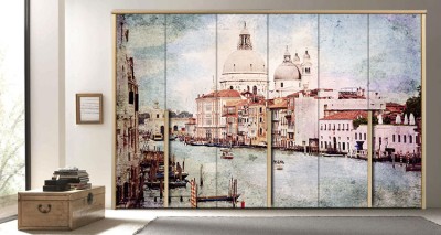 Βενετσιάνικα κανάλια Vintage Αυτοκόλλητα ντουλάπας 65 x 185 cm (11273)