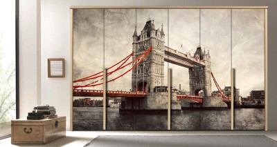 Γέφυρα του Λονδίνου Vintage Αυτοκόλλητα ντουλάπας 65 x 185 cm (12314)