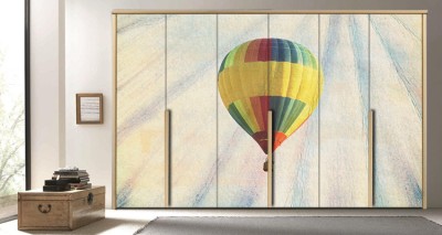 Αερόστατο Vintage Αυτοκόλλητα ντουλάπας 61 x 185 cm