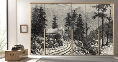 Σιδηρόδρομος Mont Cenis Vintage Αυτοκόλλητα ντουλάπας 65 x 185 cm (8455)