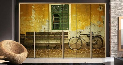 Παλιό ποδήλατο Vintage Αυτοκόλλητα ντουλάπας 65 x 185 cm (12312)
