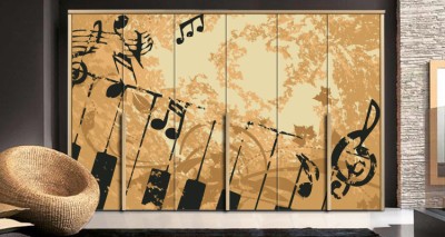 Παλιό μουσικό φόντο Διάφορα Αυτοκόλλητα ντουλάπας 65 x 185 cm (12433)