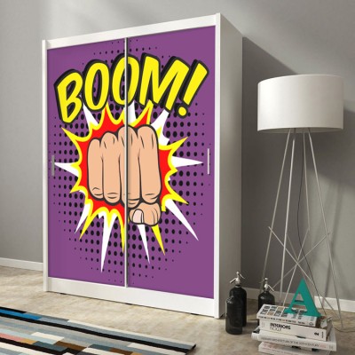 Boom γροθιά Κόμικς Αυτοκόλλητα ντουλάπας 61 x 185 cm