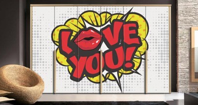 Love you! Κόμικς Αυτοκόλλητα ντουλάπας 61 x 185 cm
