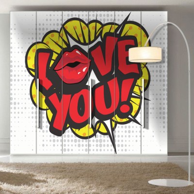 Love you! Κόμικς Αυτοκόλλητα ντουλάπας 100 x 100 εκ.