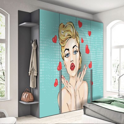 Pin-up γυναίκα Κόμικς Αυτοκόλλητα ντουλάπας 100 x 100 εκ.