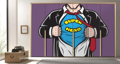 Super hero Κόμικς Αυτοκόλλητα ντουλάπας 61 x 185 cm