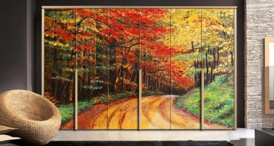 Δρόμος στο δάσος Ζωγραφική Αυτοκόλλητα ντουλάπας 65 x 185 cm (12345)