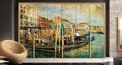 Βενετία, Μεγάλο Κανάλι Ζωγραφική Αυτοκόλλητα ντουλάπας 65 x 185 cm (12346)