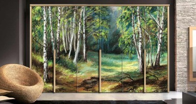 Φυσικό τοπίο Σιβηρίας Ζωγραφική Αυτοκόλλητα ντουλάπας 65 x 185 cm (12349)