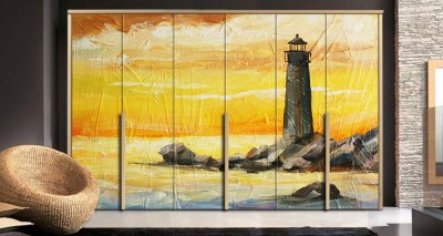 Φάρος Ζωγραφική Αυτοκόλλητα ντουλάπας 61 x 185 cm