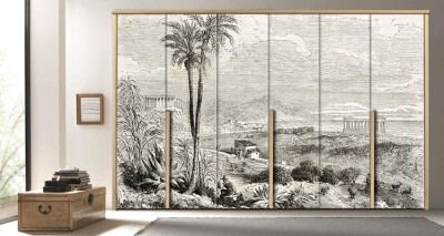Η κοιλάδα των ναών στη Σικελία. Ζωγραφική Αυτοκόλλητα ντουλάπας 65 x 185 cm (12365)