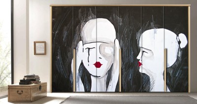 Αυθεντικός πίνακας δύο γυναικών Ζωγραφική Αυτοκόλλητα ντουλάπας 61 x 185 cm