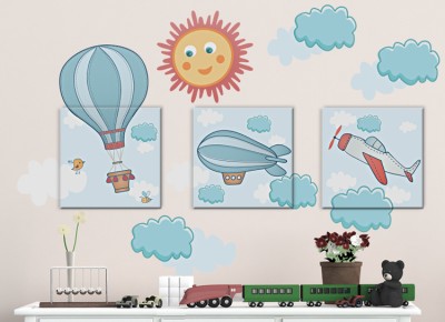 Αερόστατα στα σύννεφα Παιδικά Πίνακες και αυτοκόλλητα 126×81 (15241)