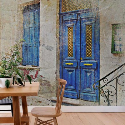 Παραδοσιακό ελληνικό σοκάκι Ελλάδα Ταπετσαρίες Τοίχου 100 x 100 εκ.