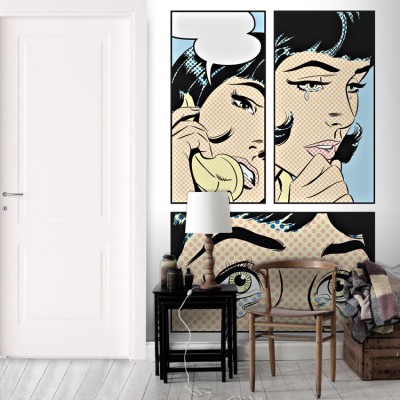 Γυναίκα Pop Art Κόμικς Ταπετσαρίες Τοίχου 100 x 100 εκ.