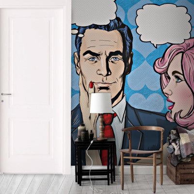 Pop Art ζευγάρι Κόμικς Ταπετσαρίες Τοίχου 100 x 100 εκ.