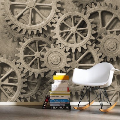 Μηχανικό φόντο με γρανάζια Φόντο – Τοίχοι Ταπετσαρίες Τοίχου 100 x 100 cm (21528)