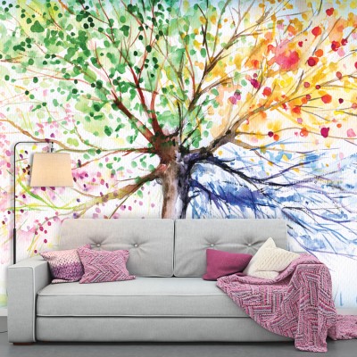 Πολύχρωμο Δέντρο Ακουαρέλα Φύση Ταπετσαρίες Τοίχου 78 x 100 cm (29081)
