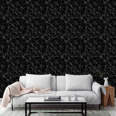 Μοντέρνο μοτίβο άσπρο μαύρο Μοτίβα Ταπετσαρίες Τοίχου 100 x 100 cm (21764)