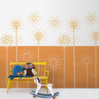 Πορτοκαλί λουλούδια Παιδικά Ταπετσαρίες Τοίχου 78 x 120 cm (20602)