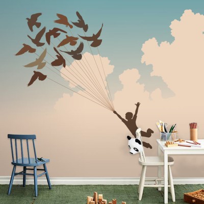 Αγόρι με πουλιά στον ουρανό Παιδικά Ταπετσαρίες Τοίχου 79 x 120 cm (20626)