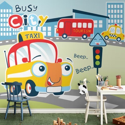 Busy city Taxi Παιδικά Ταπετσαρίες Τοίχου 88 x 110 cm (35211)