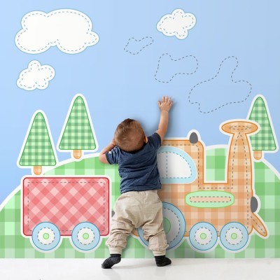 Παιδικό τρενάκι Παιδικά Ταπετσαρίες Τοίχου 100 x 100 cm (20566)