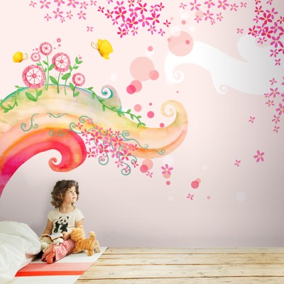 Παραμυθένιο ροζ σκηνικό Παιδικά Ταπετσαρίες Τοίχου 81 x 115 cm (20717)