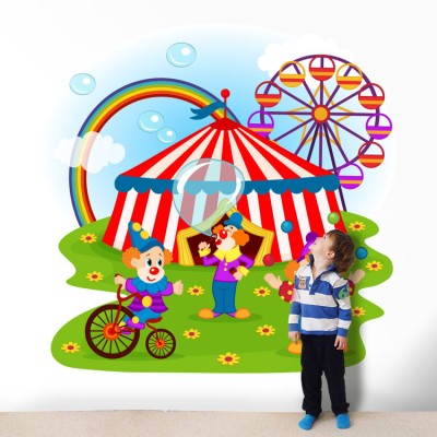 Kλόουν και Tσίρκο Παιδικά Ταπετσαρίες Τοίχου 100 x 100 cm (20442)
