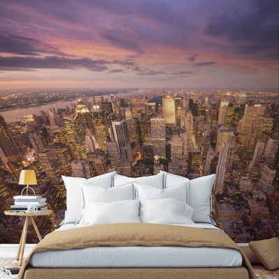 Νέα Υόρκη, Μανχάταν τη νύχτα Πόλεις – Ταξίδια Ταπετσαρίες Τοίχου 100 x 100 cm (20939)