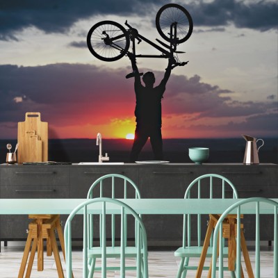 Ποδηλατης στο ηλιοβασίλεμα Σπορ Ταπετσαρίες Τοίχου 81 x 120 cm (21615)
