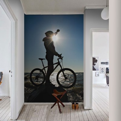 Ποδηλάτης στην παραλία Σπορ Ταπετσαρίες Τοίχου 119 x 80 cm (21624)