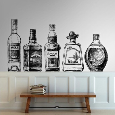 Mπουκάλια Aλκοόλ Vintage Ταπετσαρίες Τοίχου 73 x 138 cm (21302)
